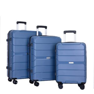 TRAVEL HOUSE BLUE Hardshell Spinner Wheels Luggage Sets Lightweight Durable Suitcase With TSA Lock,3-Piece Set; 20" 24" 28"