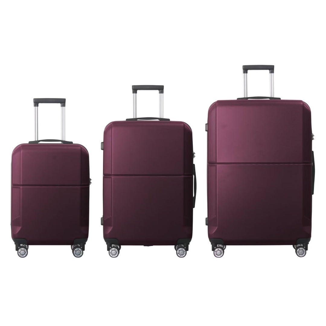 08ba1804-0f0f-49f4-8800-d3bf3e6fe35c.jpg PARKSIDE PURPLE 3-Piece Premium ABS Luggage Set-20", 24", And 28" Suitcases With Multi-Position Handle, Silent Spinner Wheels, And TSA-Approved Lock - Image 6