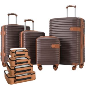 GETAWAY FAMILY FIRST 4 Piece Luggage Suitcase Set, ABS Hard Shell Lightweight Expandable Travel Luggage With 4 Packing Cubes, TSA Lock, Spinner Wheels 16" 20" 24" 28"