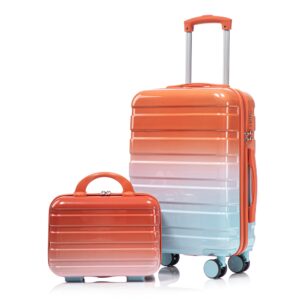MIDVALE 14"-20" 2 Pcs-Set In PC Spinner Wheel Luggage, Carry On Suitcase, With Gradient Color And Combination Lock