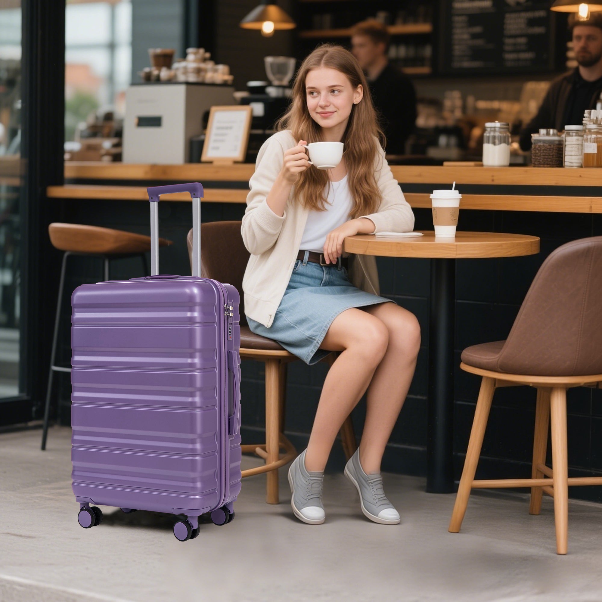 144ce942-c588-48d5-84bb-b073742ebf43.jpg HIFINE TOURIST 20" -24" -28, 3 Pcs-Set Spinner Wheel Luggage, Purple - Image 3