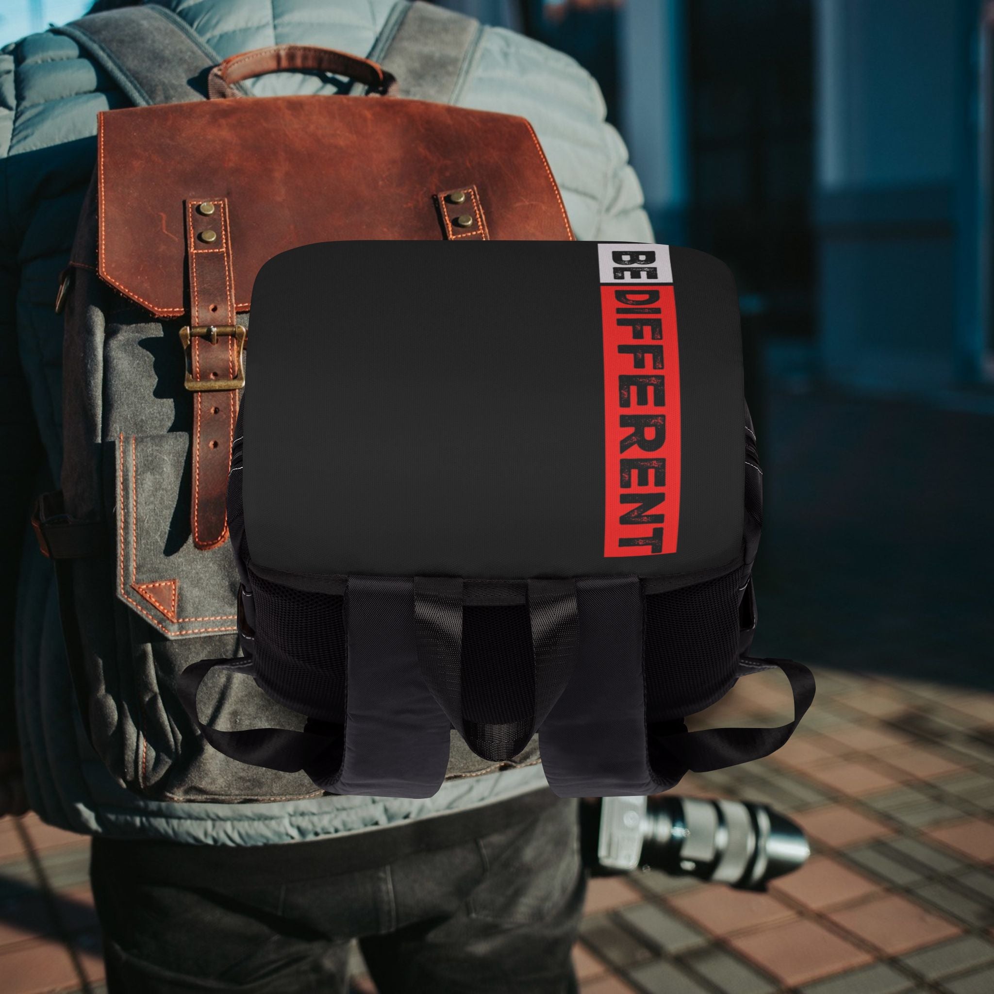 16762807068712242082_2048_custom.jpg Be Different Black Casual Backpack ?? Urban Daypack with 'BE DIFFERENT' Accent - Image 4