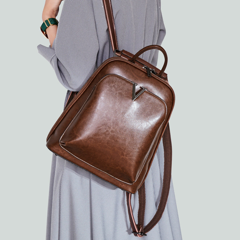17326581360280.jpg Signature V Inspired Series Genuine Leather Backpack - Image 6