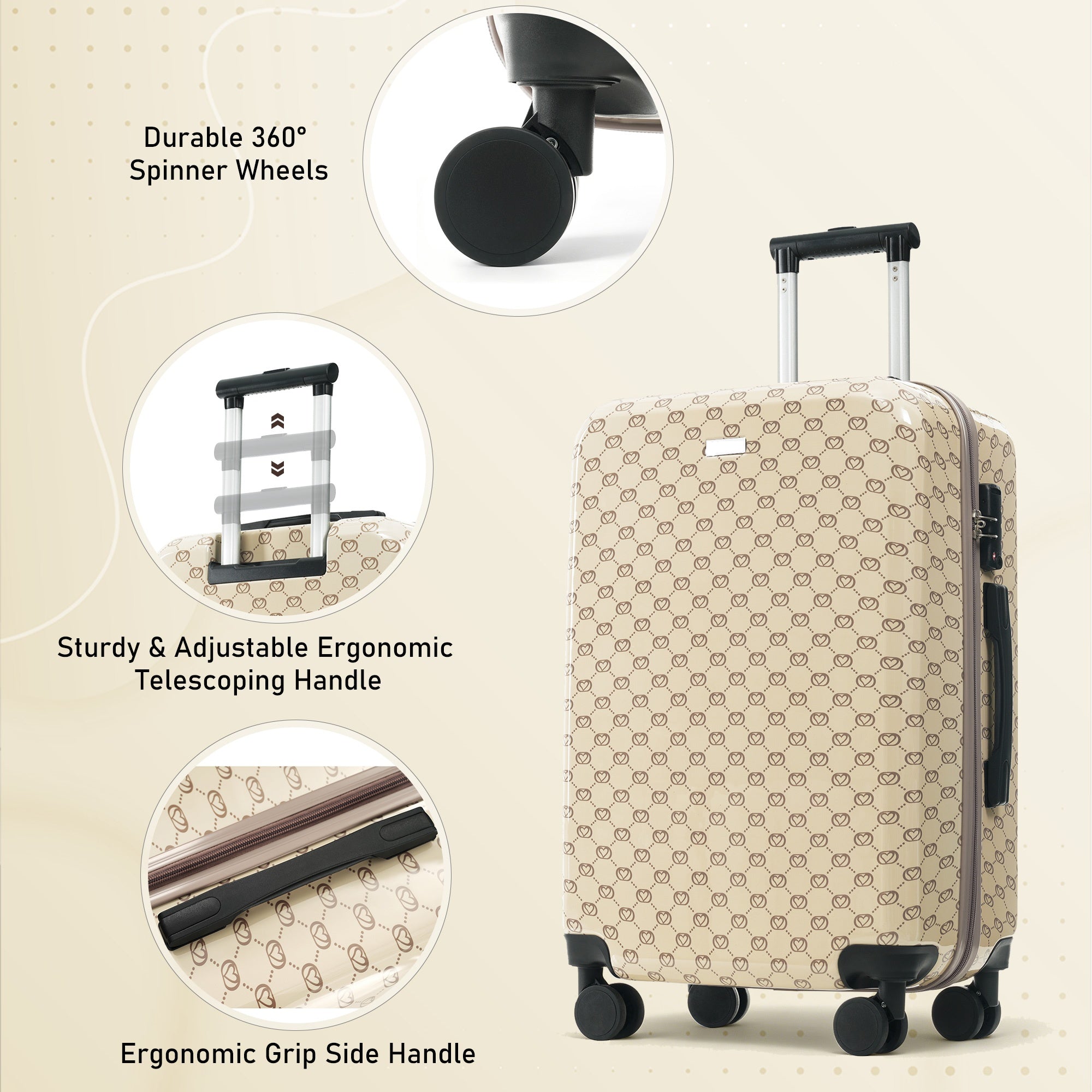 28256ebf3d7341f5a254e70b21f10e8b.jpg COBBS CREEK 6-Piece Hardside Luggage Set with TSA Lock, 14" 16" 20" 24" 28" Spinner Suitcase Set with Expandable Travel Duffel Bag, 360?? Smooth Rolling Wheels, Adjustable Handle - Image 7
