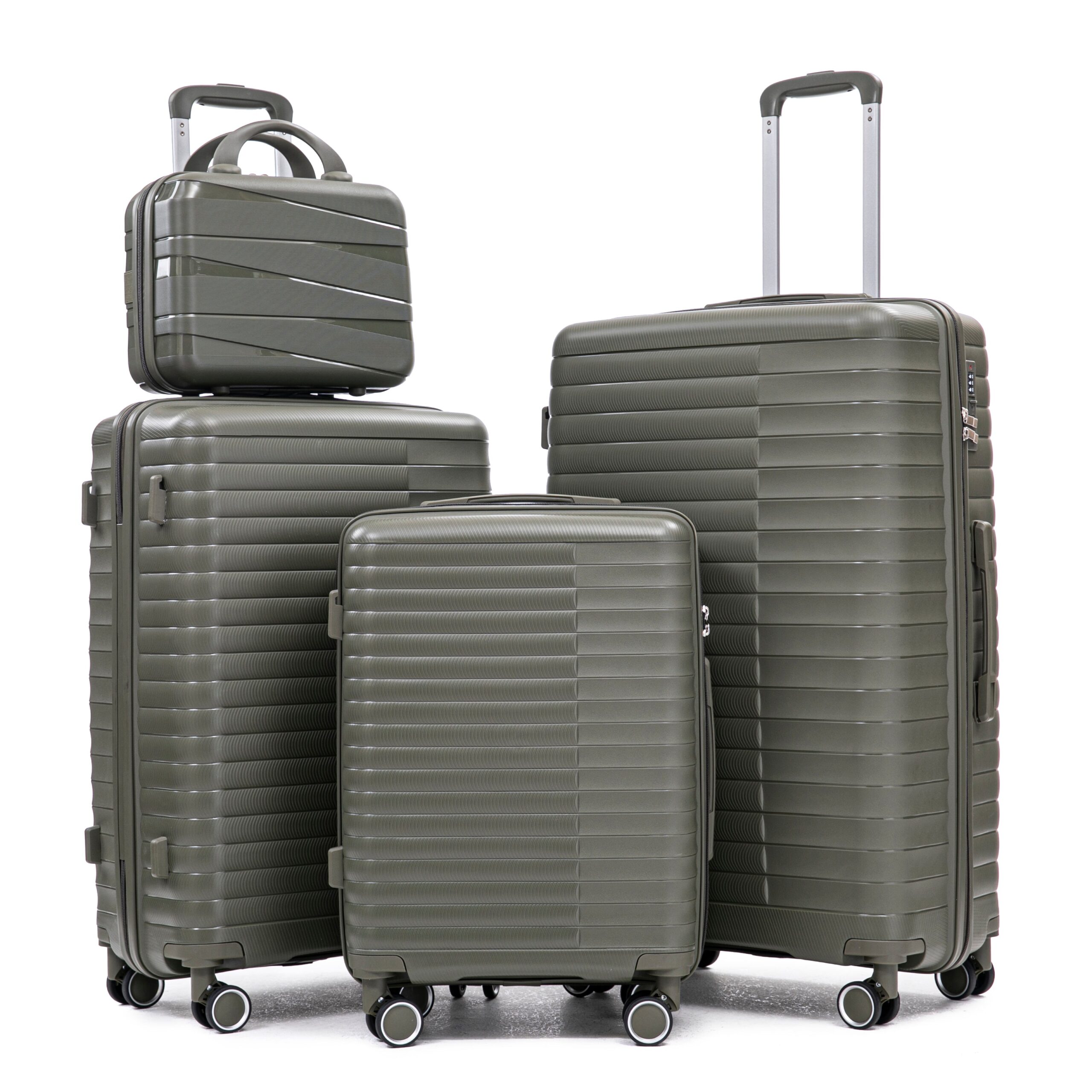 29d42671-8d9b-4356-b40f-0e20e6a5e5d3.jpg SCHUYLKILL TRAVELS GREEN 4 PIECE SET; 14" 20" 24" 28" PP Spinner Wheel Luggage, Carry On Suitcase, Iron Pull Rod, Combination Password Lock,