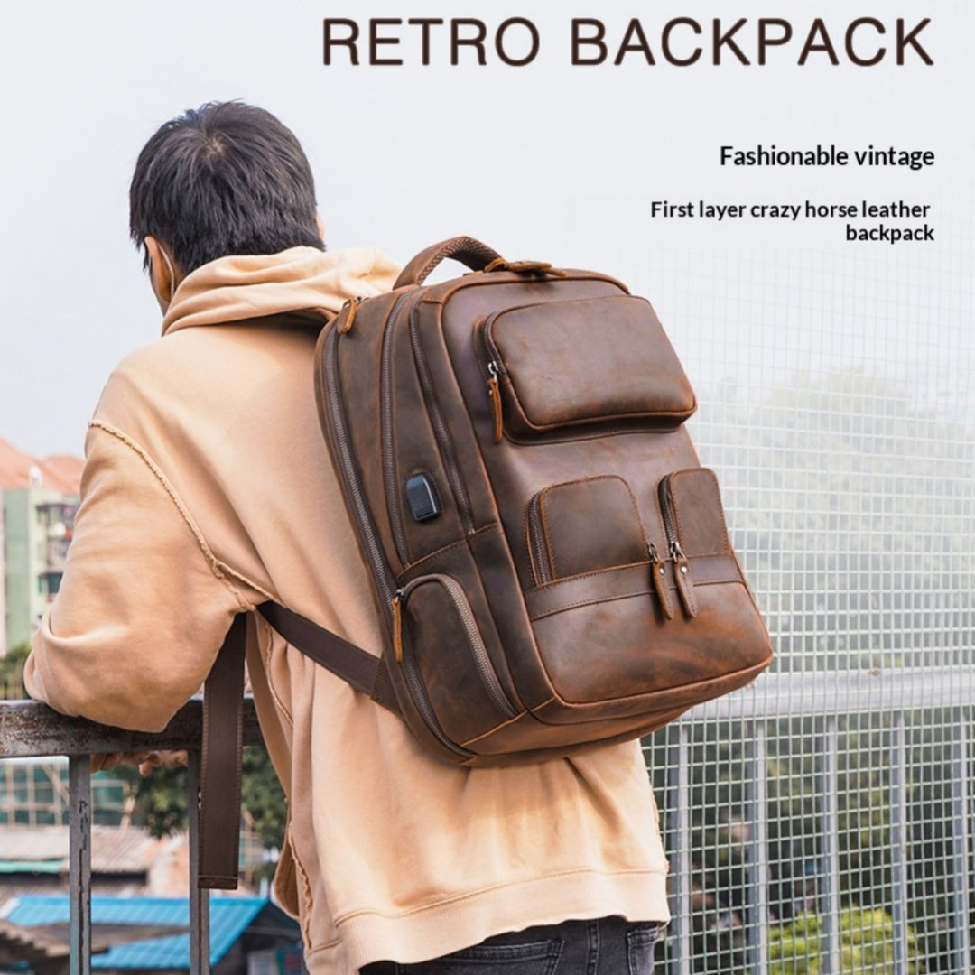 2ccf005f-762a-40a0-aaad-ea462343046c.jpg TIDING GENUINE Leather Backpack - Image 3