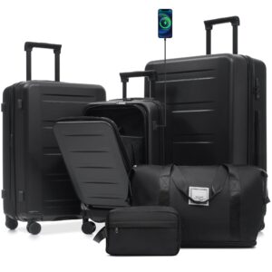 RISING SUN Luggage 5 Piece LUGGAGE SET, Hardside Expandable Travel Luggage With USB Port,TSA Locks 20" 24" 28"
