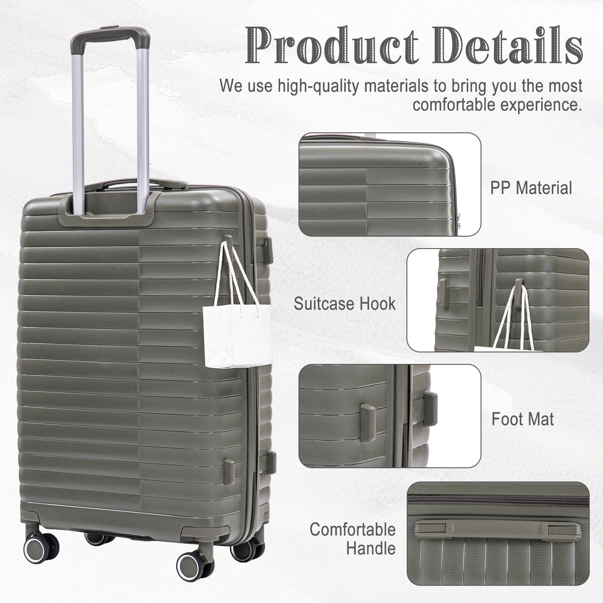 4112e6b8-15b5-4131-9e67-7aee718f85c8.jpg SCHUYLKILL TRAVELS GREEN 4 PIECE SET; 14" 20" 24" 28" PP Spinner Wheel Luggage, Carry On Suitcase, Iron Pull Rod, Combination Password Lock, - Image 3