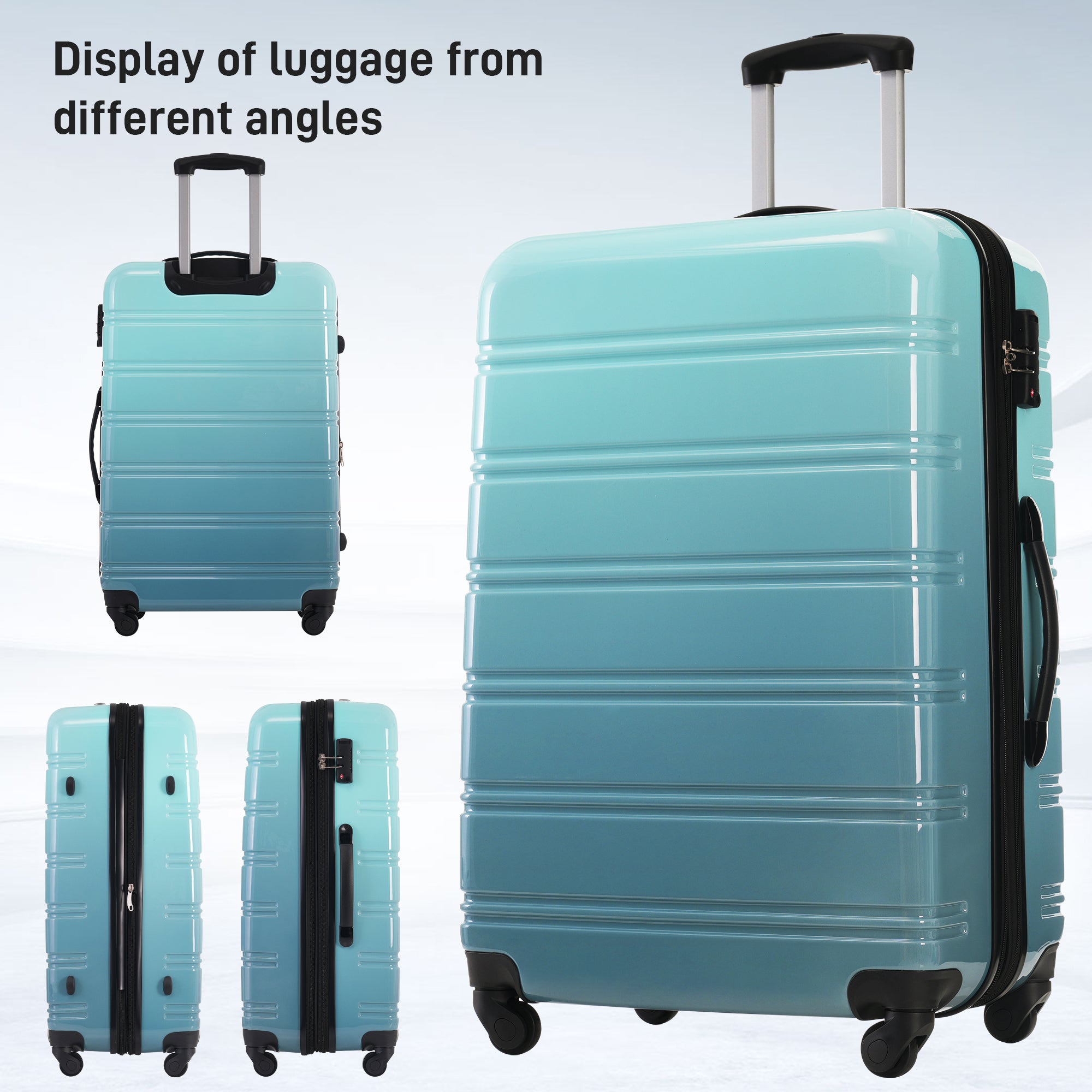 419ad9a4-0fe4-437f-b033-a2dfad1d0157.jpg UNIVERSITY CITY ADVENTURE PC Hardshell Luggage 3 Piece Gradient BLUE Expandable Suitcase With Spinner Wheels And TSA Lock Lightweight 20" 24" 28" - Image 2