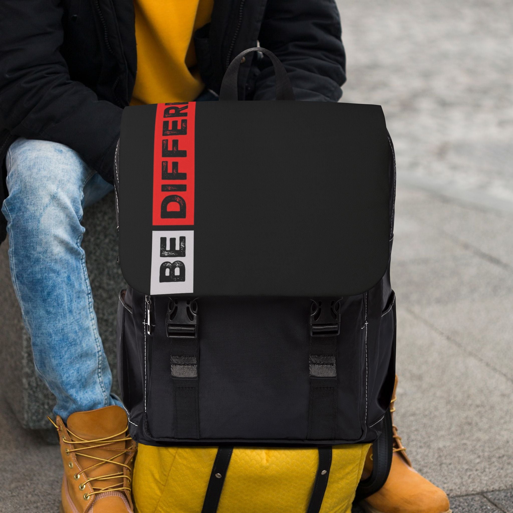 4873966664692993115_2048_custom.jpg Be Different Black Casual Backpack ?? Urban Daypack with 'BE DIFFERENT' Accent