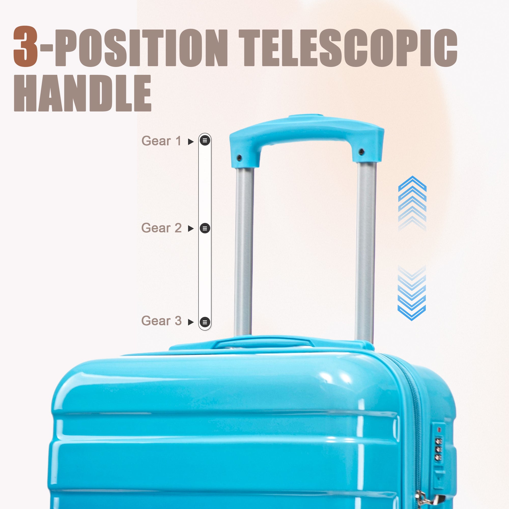 50d3c564-cce9-40e9-a489-cd2cc949a2c9.jpg OGONTZ Navy-Light Blue GETAWAY 14" 20" - 2 PCS-SET In PC Spinner Wheel Luggage, Carry On Suitcase, With Gradient Color And Combination Lock - Image 3