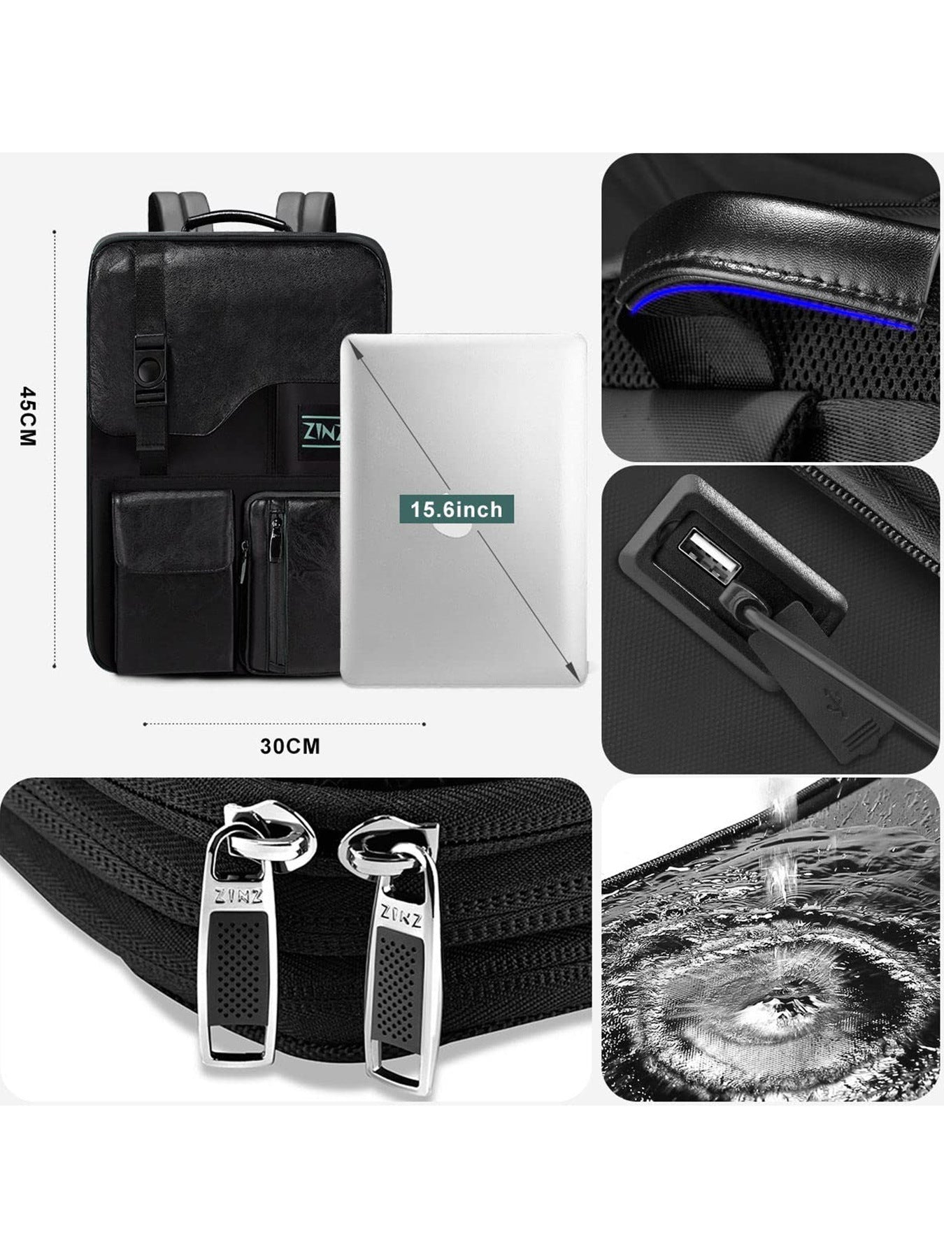 572b3339-0e50-4f4f-932d-5060b3598356.jpg ZINZ EXPANDABLE Laptop Backpack Mens Premium Business-Style Computer Bag - Image 2