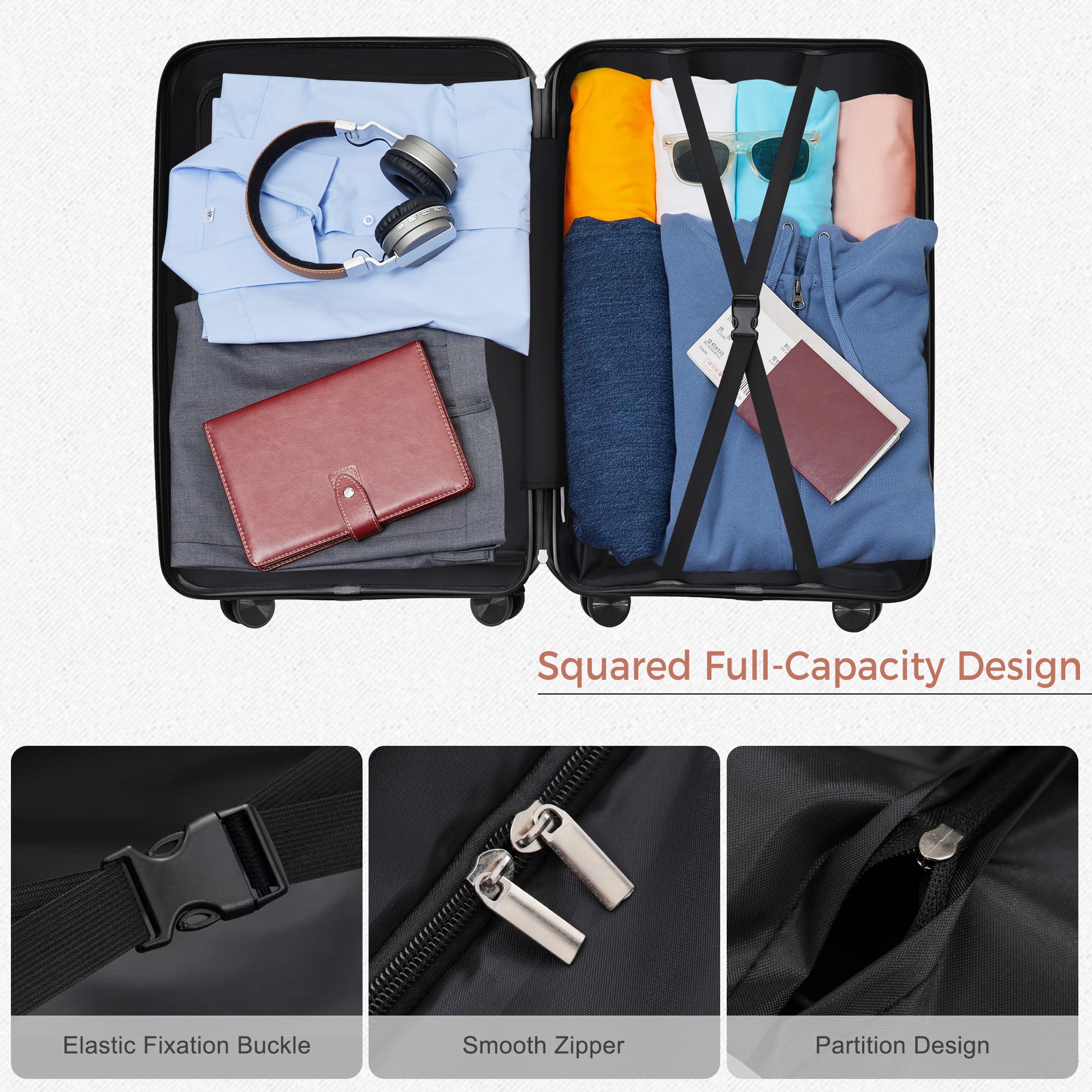 5b90602302bf4e688890b2c69d76151c.jpg WYNNEFIELD PRO SERIES- GREY BLUE Premium PP Travel Luggage 3-Piece Set 20" 24" and 28" with 360?? Spinner Wheels - Image 2