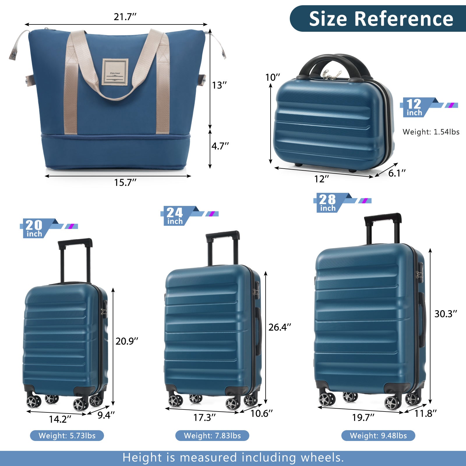 6b12ec6c-570d-473f-97d8-6bd874a9f7cc.jpg DESTINATION Hardshell ABS Luggage FULL TRAVEL Set - Lightweight Durable Suitcases 12" 20" 24" 28" With Dual Spinner Wheels, Carry-On & Check-In Sizes; - Image 2
