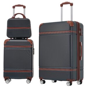 RITTENHOUSE BLACK Hardshell Luggage Sets 3 Pieces 20" 28" Luggage And Cosmetic Case Spinner Suitcase With TSA Lock