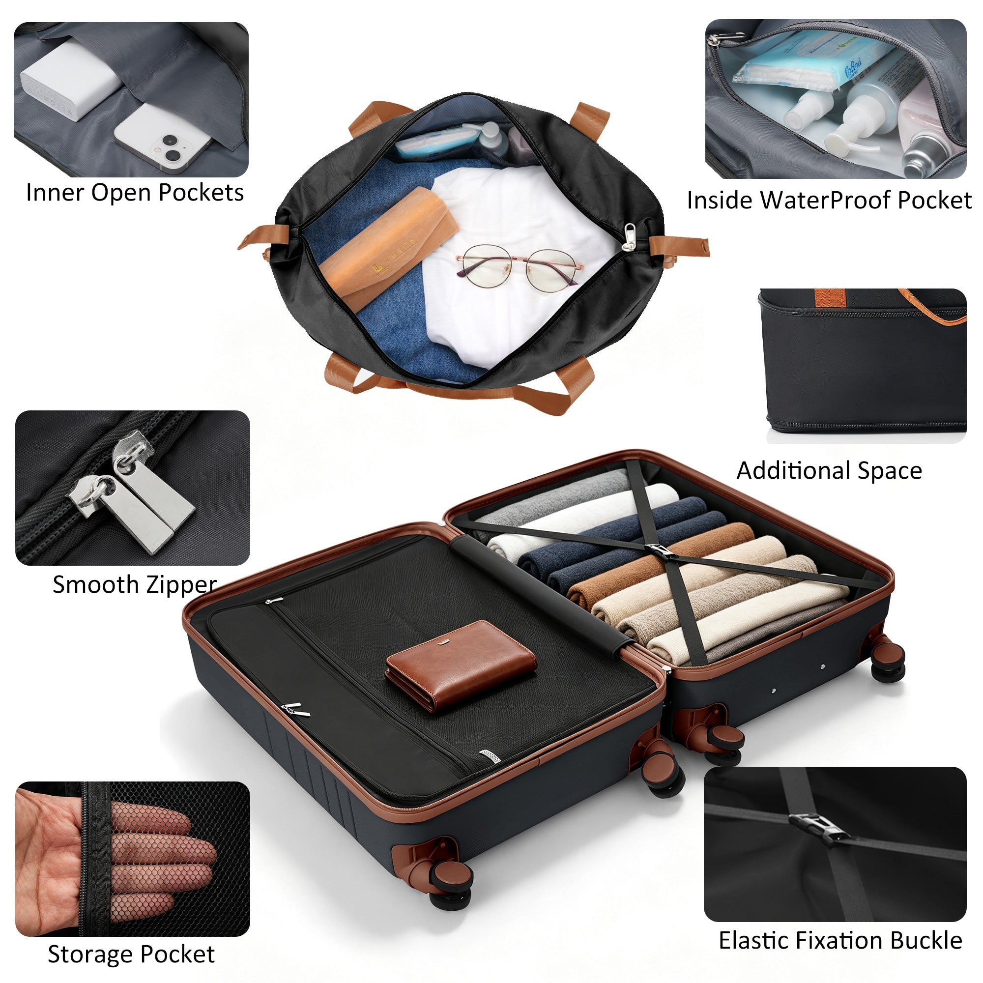 7178cc9e81e64c6892a99c670386622a.jpg ELITE ICONIC PRO Front Opening 20-Inch Carry-On Luggage with Expandable Travel Bag, with USB Port , Cup Holder - Image 3