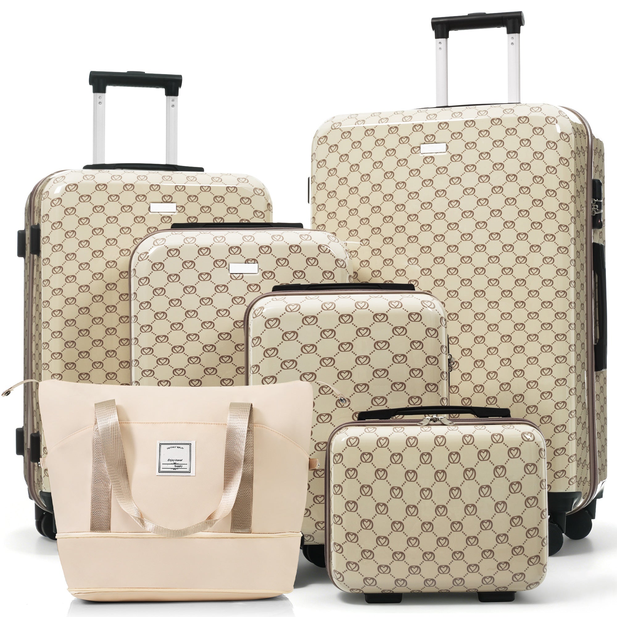 71d4fa1942374bbcb822dec2ccf9ac97.jpg COBBS CREEK 6-Piece Hardside Luggage Set with TSA Lock, 14" 16" 20" 24" 28" Spinner Suitcase Set with Expandable Travel Duffel Bag, 360?? Smooth Rolling Wheels, Adjustable Handle - Image 3