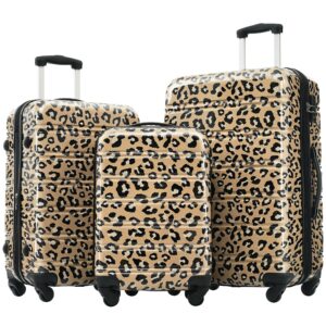 GETAWAY LEOPARD Hard Shell 3 Pcs Spinner Suitcase With TSA Lock Lightweight-20" 24" 28"