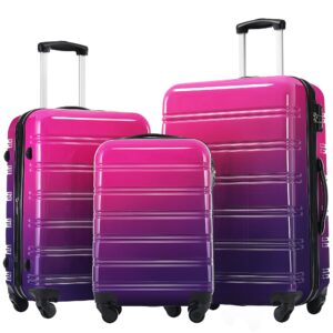 GETAWAY Magenta HARD SIDED 3 Piece Luggage Set; Gradient Color Expandable Suitcase 20" 24" 28"