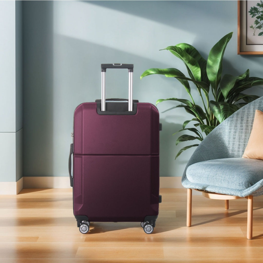 80254ba7-b8e1-4482-ac70-cf05caabd3f3.jpg PARKSIDE PURPLE 3-Piece Premium ABS Luggage Set-20", 24", And 28" Suitcases With Multi-Position Handle, Silent Spinner Wheels, And TSA-Approved Lock - Image 8