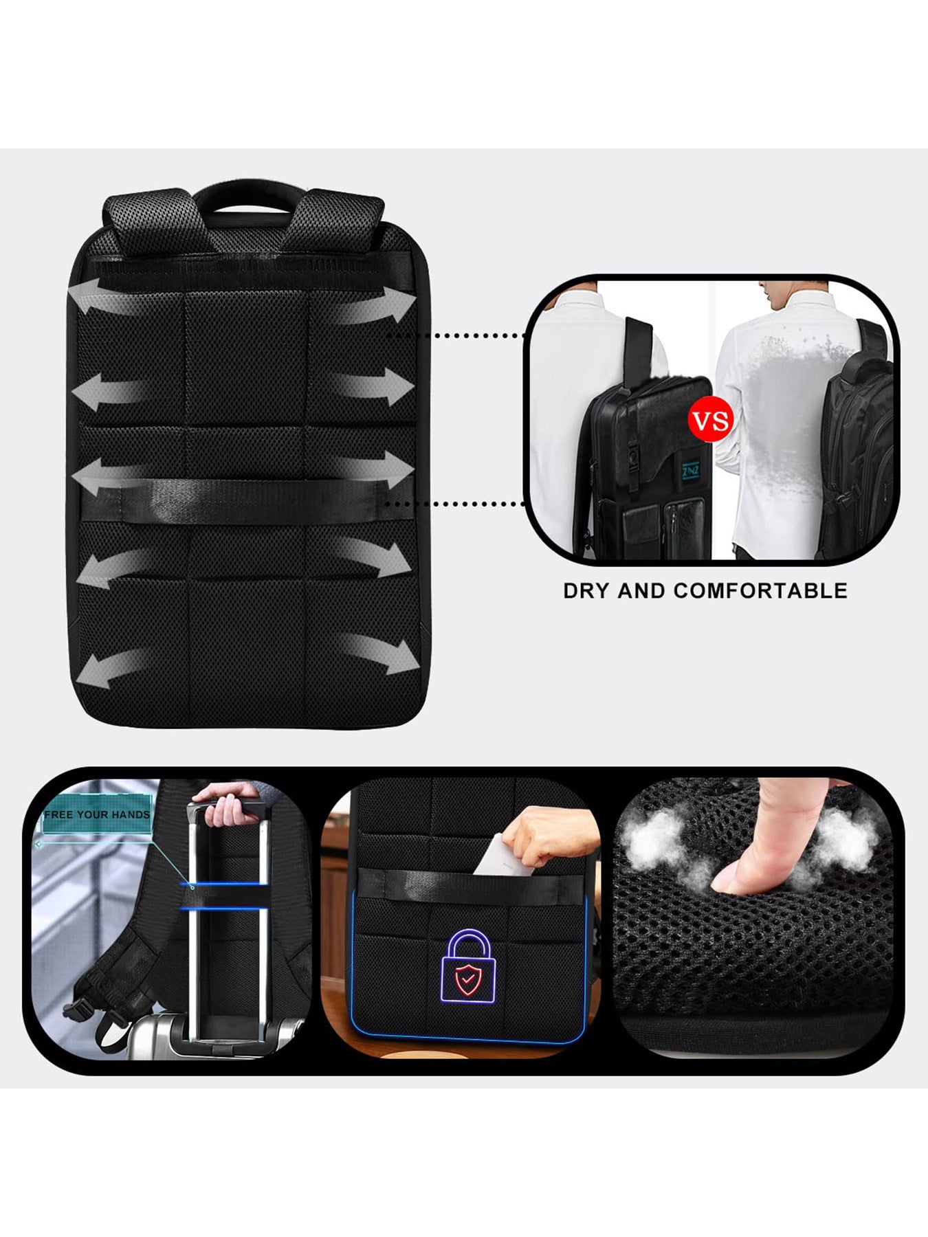 8cfcf8a7-a5ab-4d2d-afdf-f1a391c32bec.jpg ZINZ EXPANDABLE Laptop Backpack Mens Premium Business-Style Computer Bag - Image 6