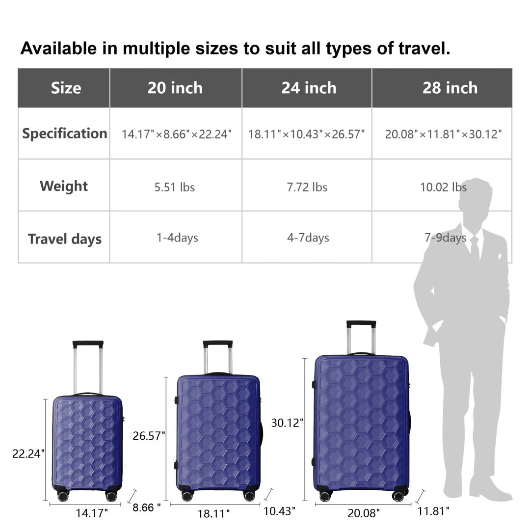 938e445e-78b9-452b-aa83-4fb2140b78b7.jpg POINT BREEZE 3-Piece Hardshell Luggage Set; Travel Lightweight Suitcases, TSA Lock & Moulded Corner, 20" 24" 28" - Image 5