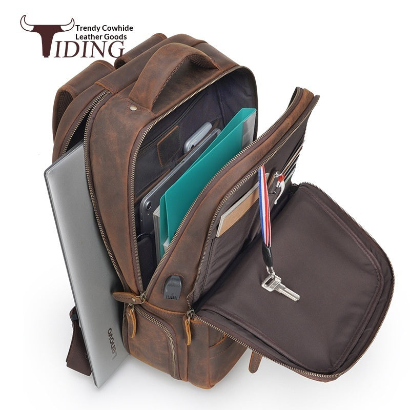 9604b854-f111-4c49-b948-b37408053d33_trans.jpg TIDING GENUINE Leather Backpack - Image 2