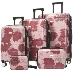 MOUNT AIRY GETAWAY PC 5pcs LUGGAGE SET, Hardside Lightweight Durable 20" 24" 28" with 8" 14" Cases, Lock Spinner Wheels