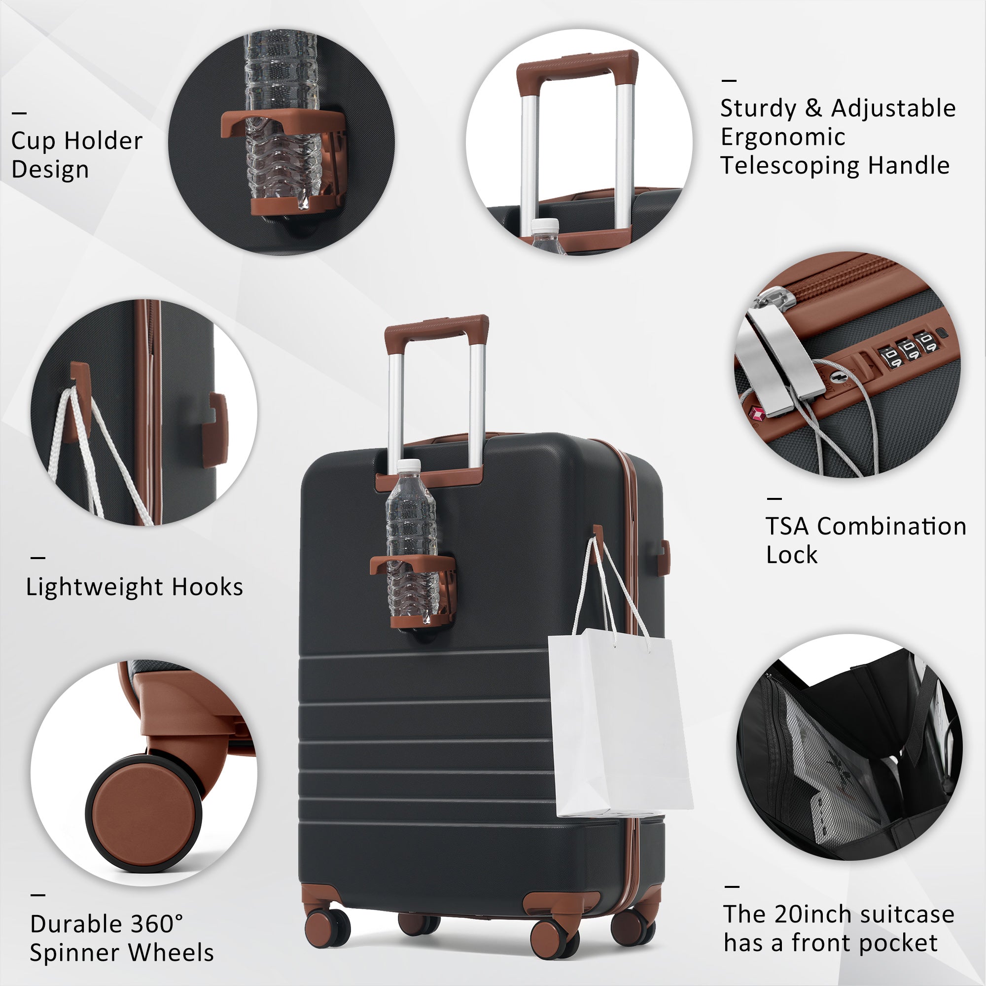 9f3dacac00154915b1e3cdc5bf5c8a50.jpg ELITE ICONIC PRO Front Opening 20-Inch Carry-On Luggage with Expandable Travel Bag, with USB Port , Cup Holder - Image 4