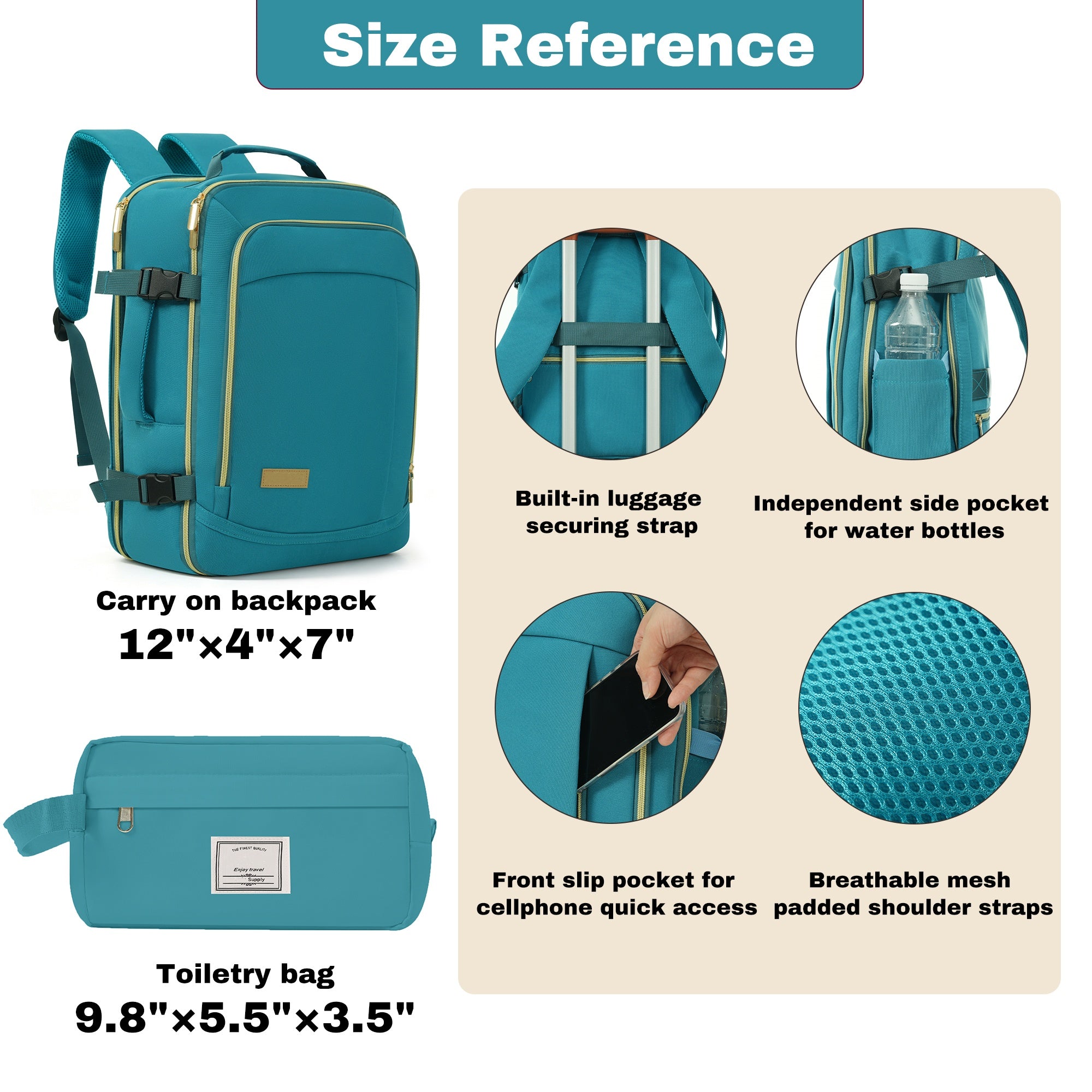 ac329cdce9da4fa4aa27929f985c2d4d.jpg FOX CHASE OMBRE 3-Piece Luggage Set - 20inch Suitcase with TSA Lock Travel Backpack Wet-Dry Toiletry Bag - Image 7