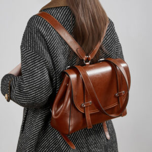 SOCIETY HILL DESIGNER Womens Genuine Cowhide Leather Backpack With An Oil-wax Finish