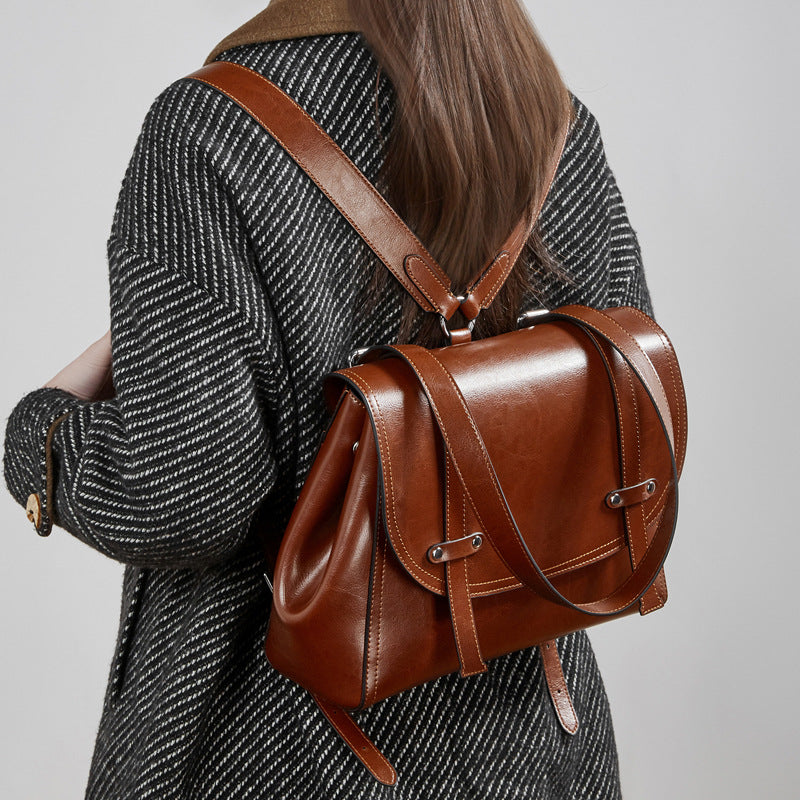 b41f4777-3d3e-43ae-a315-765ff2d3507c.jpg SOCIETY HILL DESIGNER Womens Genuine Cowhide Leather Backpack With An Oil-wax Finish