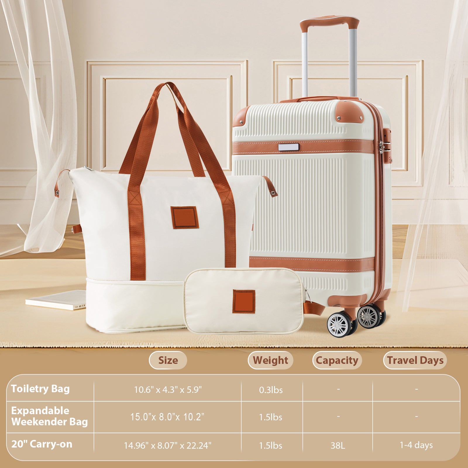 c8289e16-6d05-4452-90eb-9bac2ded0d97.jpg BELMONT PRO Hardshell Luggage Set 3-Piece, 20 Inch Carry-On Suitcase With Spinner Wheels TSA Lock - Image 4