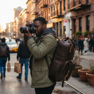 GORDON PARKS PRO Genuine Leather Camera Backpack
