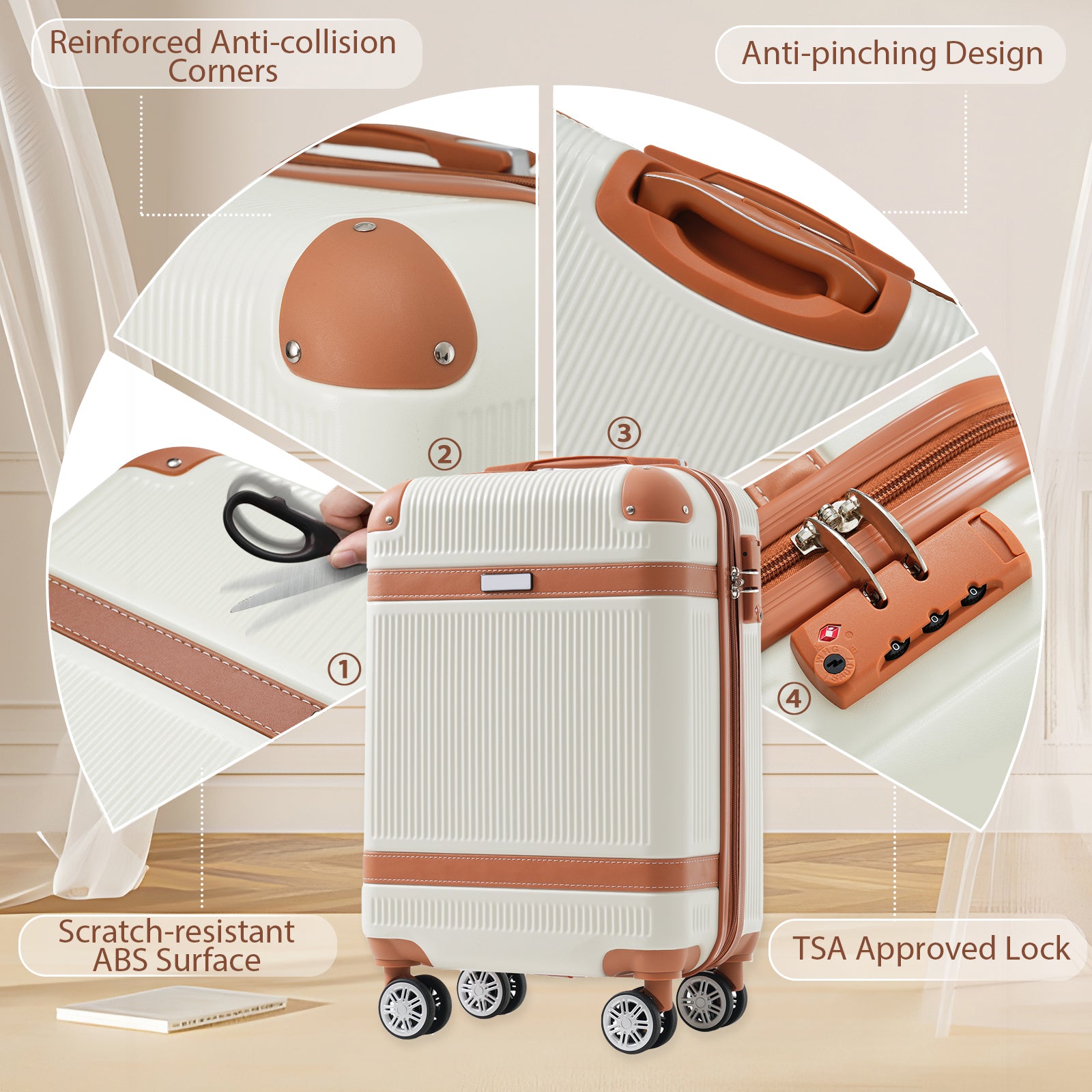 d6a596c0-3ba2-4a67-b56e-9108778a0cde.jpg BELMONT PRO Hardshell Luggage Set 3-Piece, 20 Inch Carry-On Suitcase With Spinner Wheels TSA Lock - Image 2