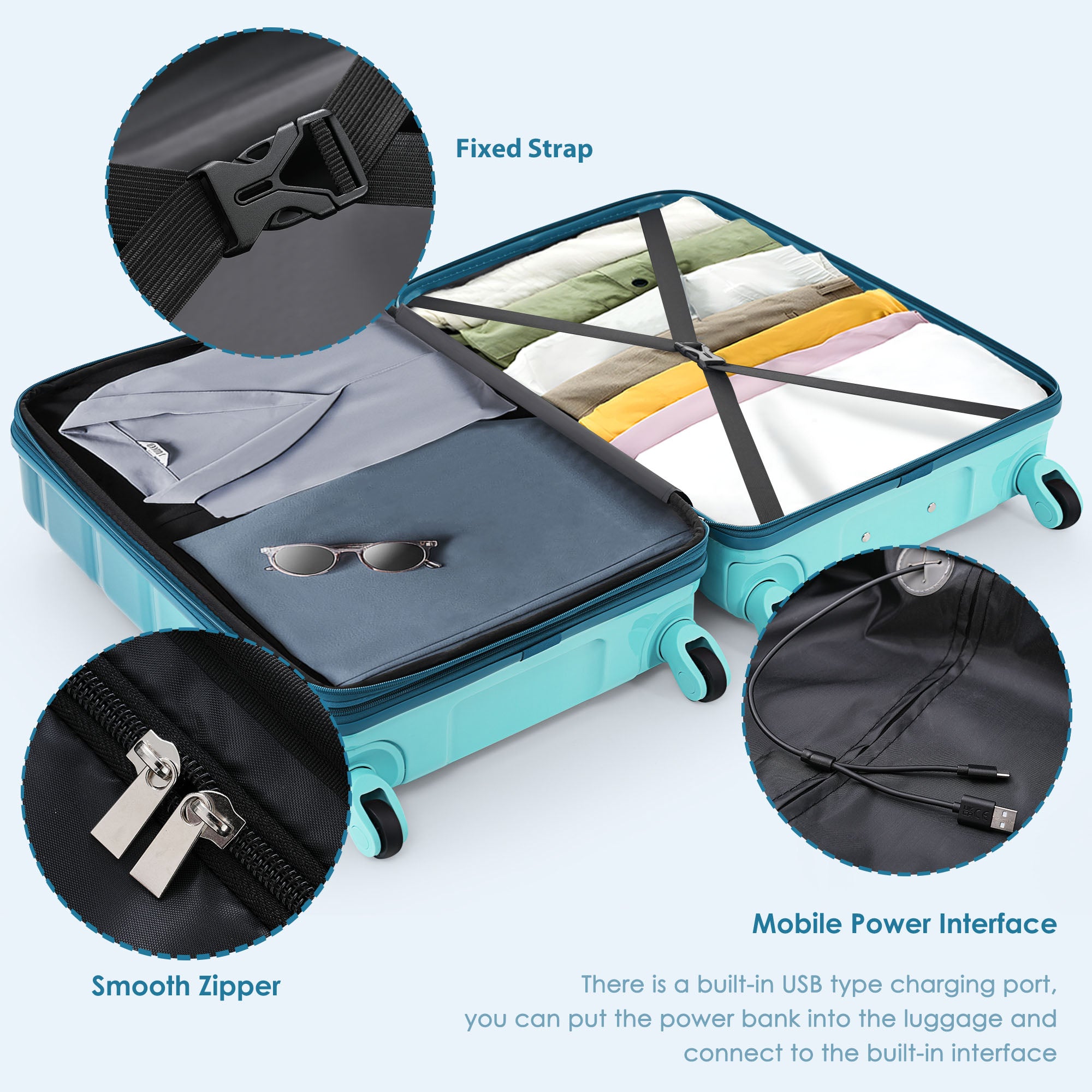 db1cd3eab65140a5aa4a62f1beba09fe.jpg FOX CHASE OMBRE 3-Piece Luggage Set - 20inch Suitcase with TSA Lock Travel Backpack Wet-Dry Toiletry Bag - Image 4