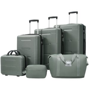 ESCAPE DESTINY 6 Piece Luggage Set,With Double Spinner Wheels Handle Password Lock,14" Cosmetic Case 20"-24"-28" with Duffel Bag And Toiletry Bag