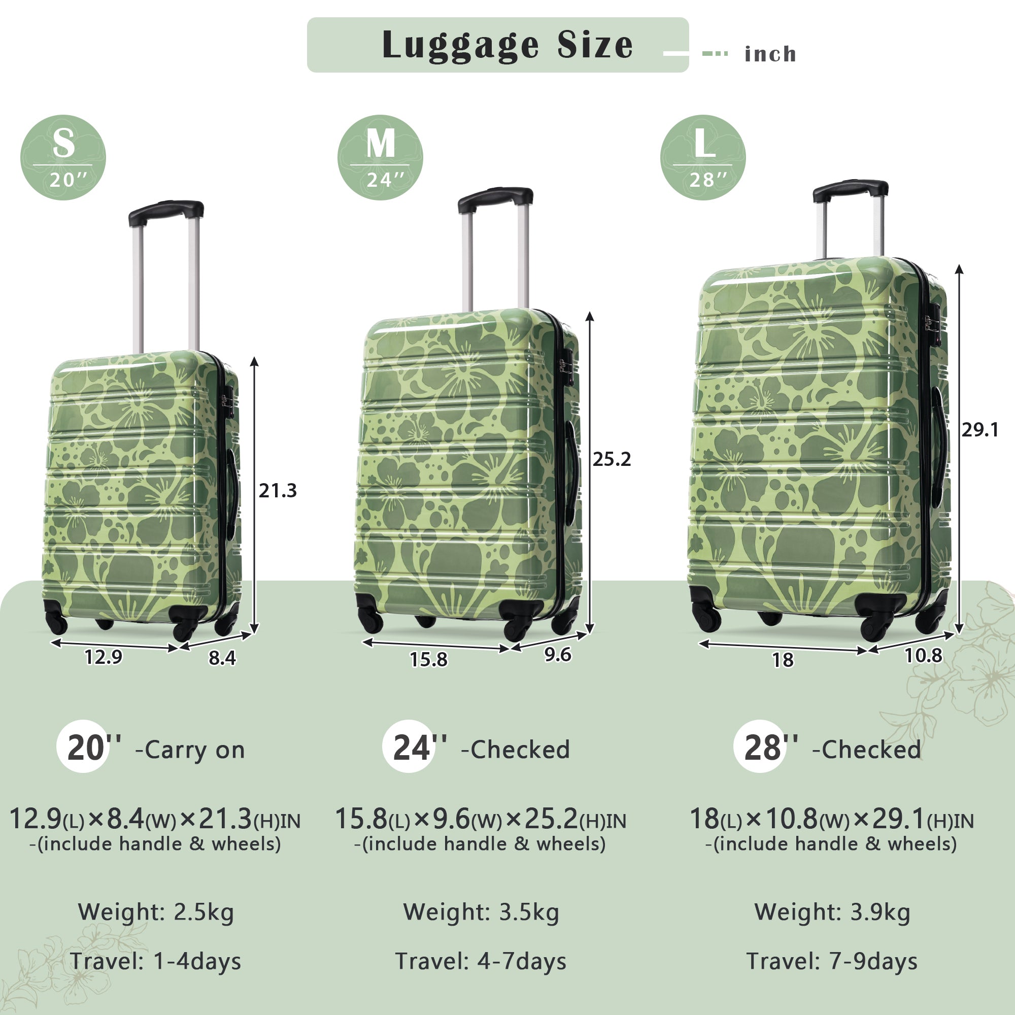 e209b322-ebb7-4cdd-9801-24bf2abdb821.jpg UNIVERSITY CITY 3 Pcs Hardshell Spinner Suitcase; TSA Lock Lightweight-20" 24" 28" - Image 3