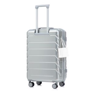 ROUGH TRAVELER SILVER 28 Inch ABS Hard Shell Large Checked Luggage - Scratch Resistant Surface Four Multi-Directional Wheels,  With Combination Lock And Side Hooks