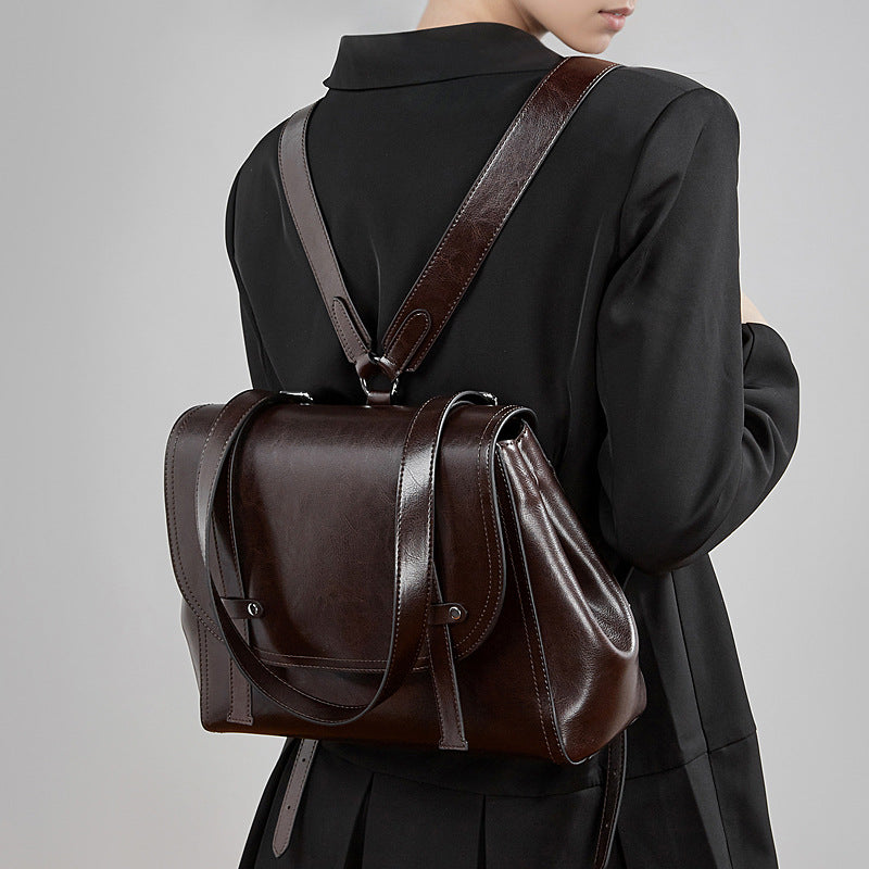 ecde4bdd-73d5-4c45-a991-2d0946244fe7.jpg SOCIETY HILL DESIGNER Womens Genuine Cowhide Leather Backpack With An Oil-wax Finish - Image 2