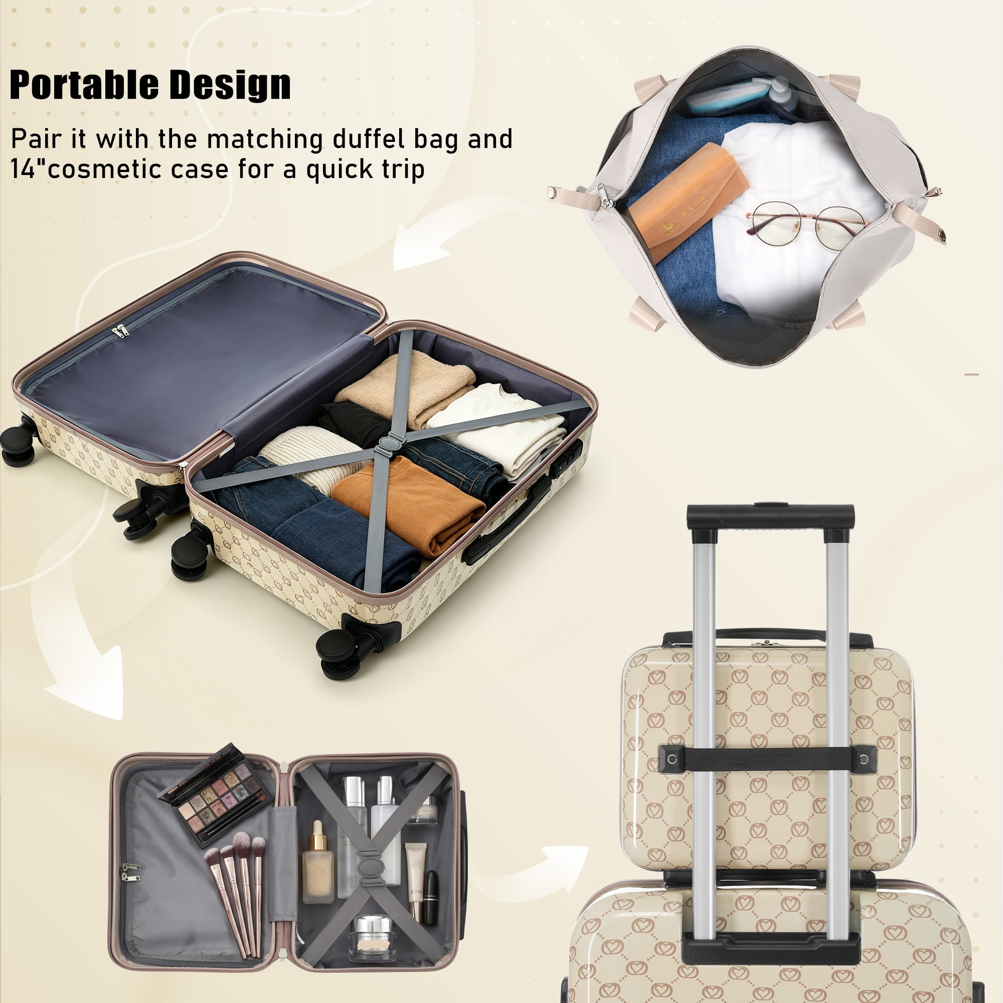 f0608a349bb0483faf2ab621cb53da17.jpg COBBS CREEK 6-Piece Hardside Luggage Set with TSA Lock, 14" 16" 20" 24" 28" Spinner Suitcase Set with Expandable Travel Duffel Bag, 360?? Smooth Rolling Wheels, Adjustable Handle - Image 2