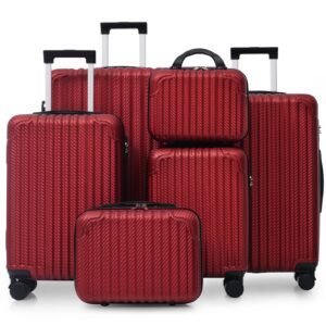 RISING SUN DESTINATION 6-Piece Luggage Set, Durable Hardshell Suitcase With Spinner Wheels, TSA Lock, Side Hooks, Lightweight Carry-On & Checked Luggage