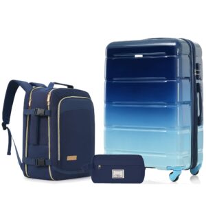 OVERBROOK 28" OMBRE 3-Piece Luggage Set - 28in Checked Suitcase with TSA Lock Travel Duffel Bag Wet-Dry Toiletry Bag