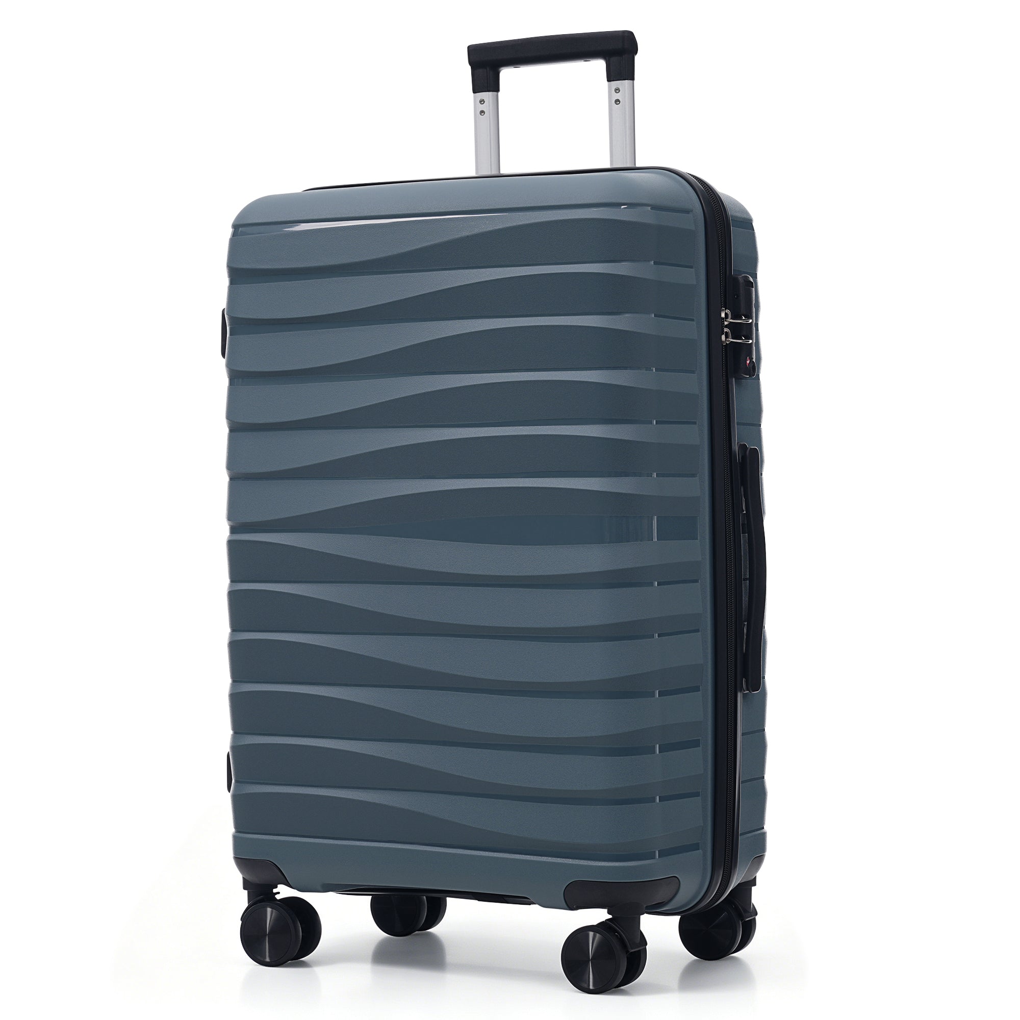 fbcff4bafb30455b9c87a3cd8b424094.jpg WYNNEFIELD PRO SERIES- GREY BLUE Premium PP Travel Luggage 3-Piece Set 20" 24" and 28" with 360?? Spinner Wheels - Image 9
